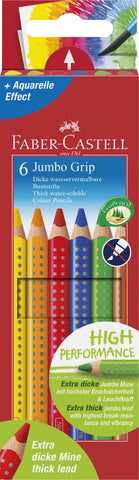 JUMBO Colouring Pencils Grip - Pkt  x 6 Assorted Colours