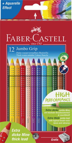 JUMBO Colouring Pencils Grip - Pkt x 12 Assorted Colours