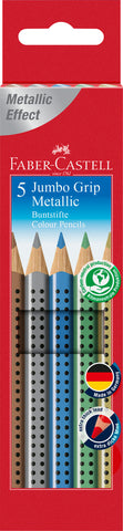 JUMBO Colouring Pencils Grip - Pkt  x 5 Metallic Colours