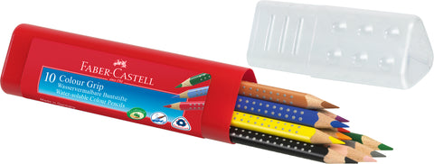 Colouring Pencils Grip  - PKT x 10 Assorted Colours Plastic case