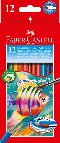 Water  Soluble Colouring Pencils Plus Brush - Pkt x 12 Assorted Colours