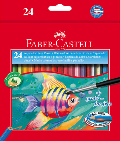 Water  Soluble Colouring Pencils Plus Brush - Pkt x 24 Assorted Colours