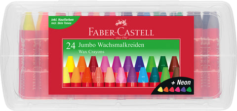 Assorted Wax Crayons JUMBO - Plastic box x 24 Colours