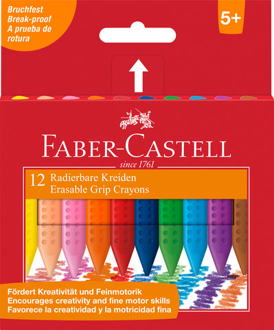 Assorted Plastic Crayons   Grip Erasable - Box x 12 Colours