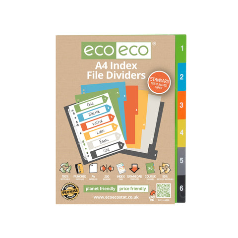 Eco-friendly Dividers A4 Standard/200 microns - Set x 6 Numbers