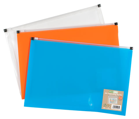 Expanding Zip File A4+ ECO - Assorted Colours