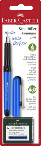 Fountain Pen - Blister Card/Left or Right Handed + cartridges Assorted Colours