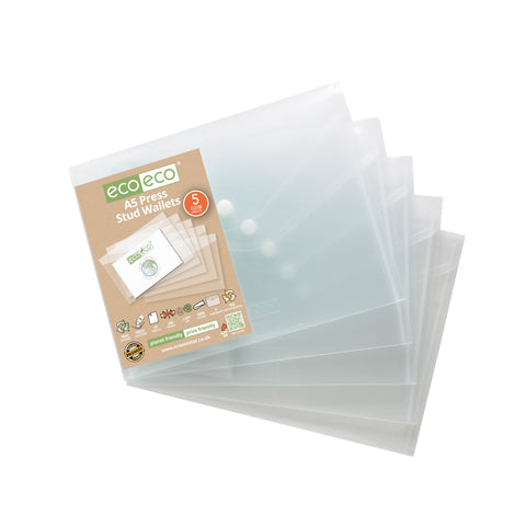 Eco-friendly A5 Plastic Envelope File With Button - White (pack of 2)