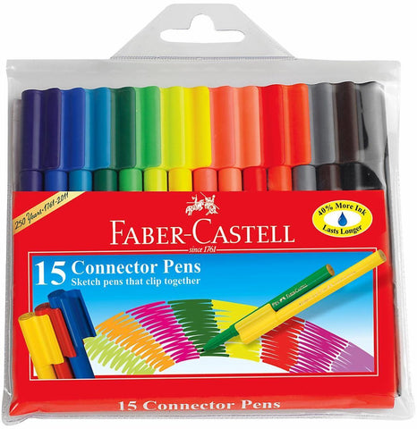 Felt Tip Connector Pens - Pkt x 15 Assorted Colors