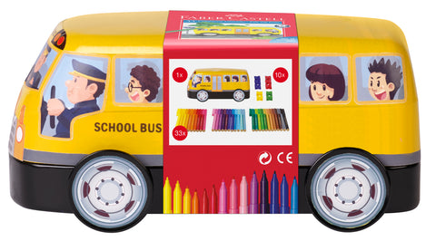 Markers Gift Set - Felt Tip Connector Pens /Metal School Bus
