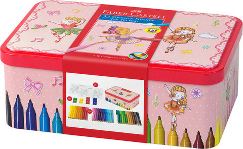 Markers Gift Set - Felt Tip Connector Pens Plus Accessories/Ballerina Box