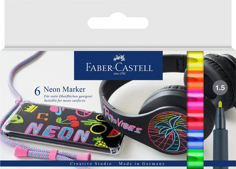 Creative Neon Marker - Pkt x 6 Assorted Colours