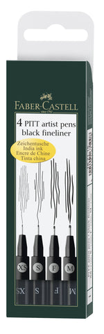 FC - Pitt Artist Pens - Black/Wallet x 4 - Set 2