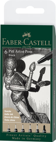 Pitt Artist Pens    Wallet  x 6 - Black