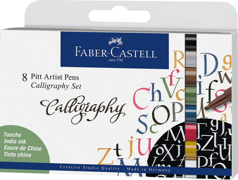 Pitt Artist Pens Wallet x 8 - Calligraphy/Assorted Set