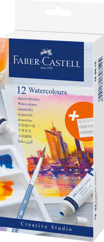 Watercolour Tubes Starter Set 12 Assorted Colours x 9ml Plus palette - Creative Studio