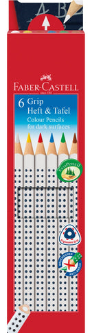 JUMBO Colouring Pencils Grip - Pkt  x 6 Heft & Tafel