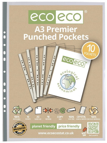 Multi  Punched Pockets A3 ECO - Premier/Bag x 10 sleeves Clear.