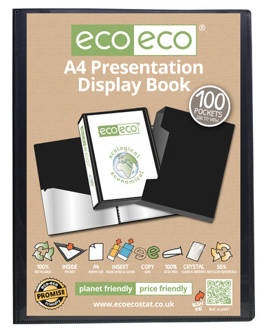 Presentation   Display Book A4 100pgs/200 viewing - Black