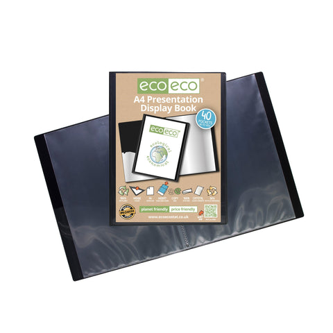 Eco-friendly Presentation Display Book - A4/40pgs/80 viewing - Black