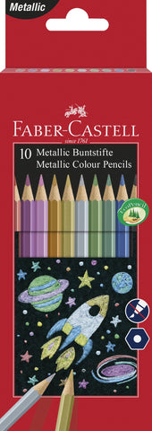 Colouring    Pencils Hexagonal  - Metallic/Pkt x 10 Assorted Colours