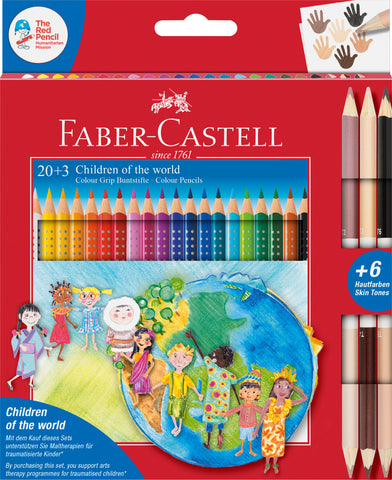 Colouring Pencils Grip - CHILDREN OF THE WORLD Pkt x 20+3 Assorted Colours