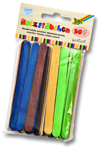 Wooden Sticks - Pkt x 50/Assorted Colours