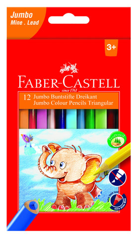 Faber-Castell Colouring Pencils Triangular JUMBO - Pkt x 12 Assorted Colours