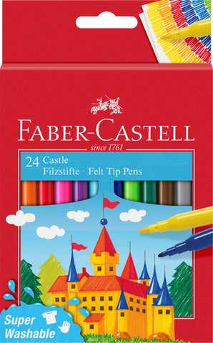 Faber-Castell Fibre Tip Pens - Packet x 24 Assorted Colours
