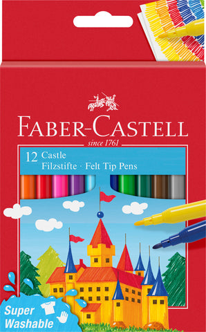 - Faber-Castell Fibre Tip Colour Markers - Packet x 12 Assorted Colours