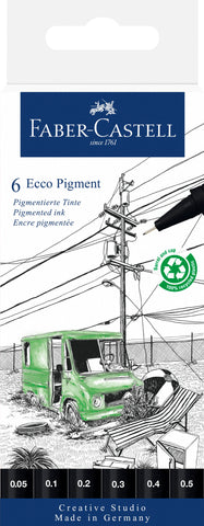 Tech Pen Ecco Pigment - Wallet X 6 Black Edition