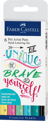 Pitt Artist Pens Wallet  x 6  - Hand Lettering/Set Be Unique