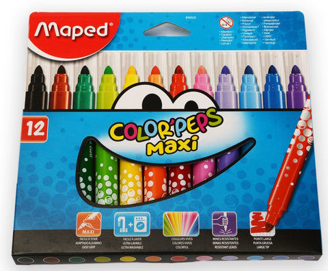 Markers - Maxi Colour Peps Pkt x 12 Assorted Colors