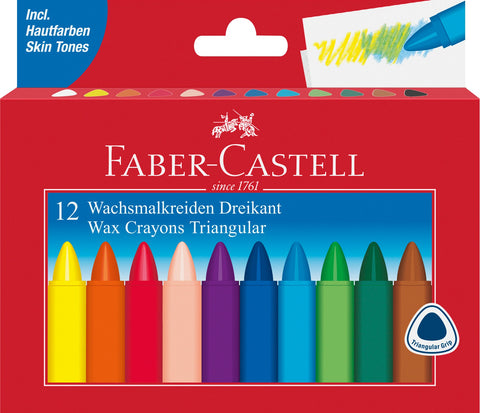 Faber-Castell Wax Crayons JUMBO - Pkt x 12 Assorted Colours