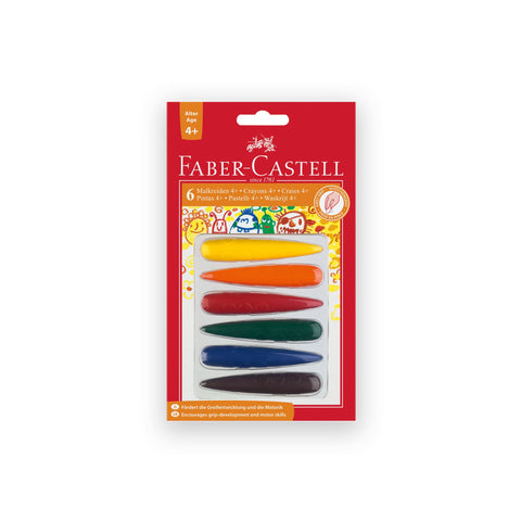Faber-Castell Plastic Crayons/First Grip - Pkt x 6 Assorted Colours