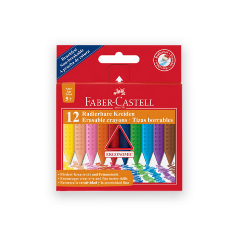 Faber-Castell Plastic Crayons Grip - Box x 12 Assorted Colours