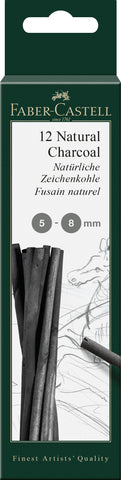 Faber-Castell Pitt Natural Willow Charcoal - Box x 12 pieces (5-8 mm)