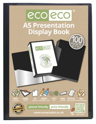 5060454450658 [eco065] [QX01]  Eco-friendly A5 Presentation Display Book and Sleeve 100pgs/200viewing - Black RRP Euro 9.90 [F]