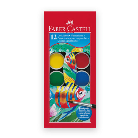 Faber-Castell Watercolour Paintbox - Plastic Box x 12 Assorted Colours (Junior Range)