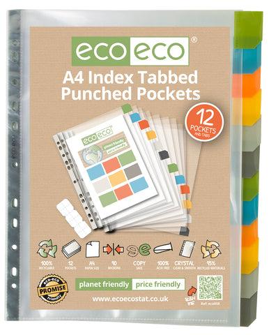 Multi Punched Pockets A4 ECO Index Tabbed - Premier/Set x 12