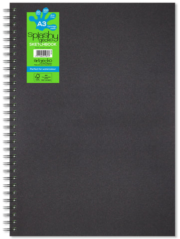 Sketch Book Spiral Splashy Gecko - Black cover/300gsm/A3 Portrait/20 sheets