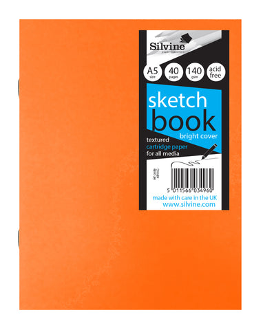 A5 Craft/Field Sketch Book - 140gsm/Fluorescent Laminated Cover Orange