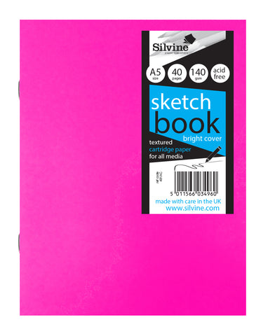 A5 Craft/Field Sketch Book - 140gsm/Fluorescent Laminated Cover Pink