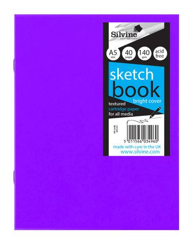 A5 Craft/Field Sketch Book - 140gsm/Fluorescent Laminated Cover Purple