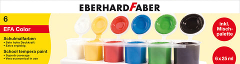 Tempera/Poster Colours - Pack x  6 tubs x 25ml/Basic Colours