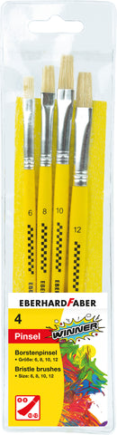Paint Brush Bristle Set Flat - 4 sizes (6,8,10,12)