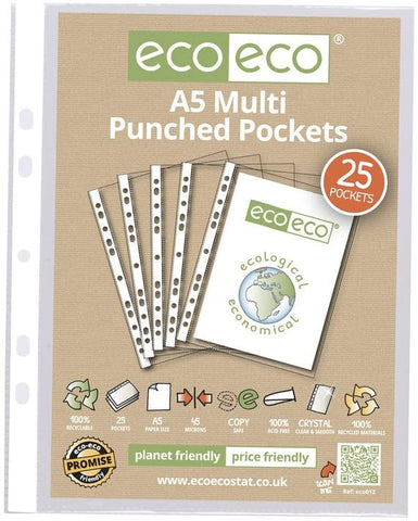 Multi Punched Pockets A5 ECO - Standard/Pkt x 25 sleeves