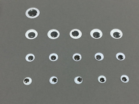 Googly eyes - Pkt 8pcs x 15mm/4pcs x 20mm/8pcs x 12mm