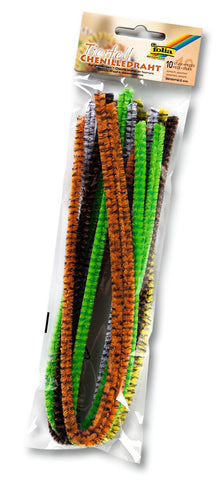 Chenille stems 50cm/8mm - Pkt x 10 Assorted Animal Designs