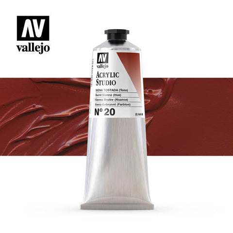 Tube Acrylic Paint Vallejo 125ml - (20) Burnt Sienna Hue